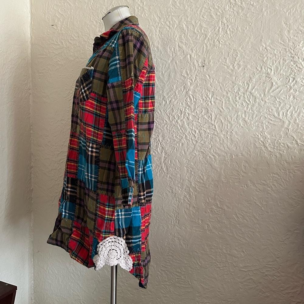 Soft Surroundings Madras Plaid Patchwork Flannel … - image 4